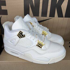 NEW Nike Air Jordan 4 Retro Metallic Gold White Women Size 9 AQ9129 170